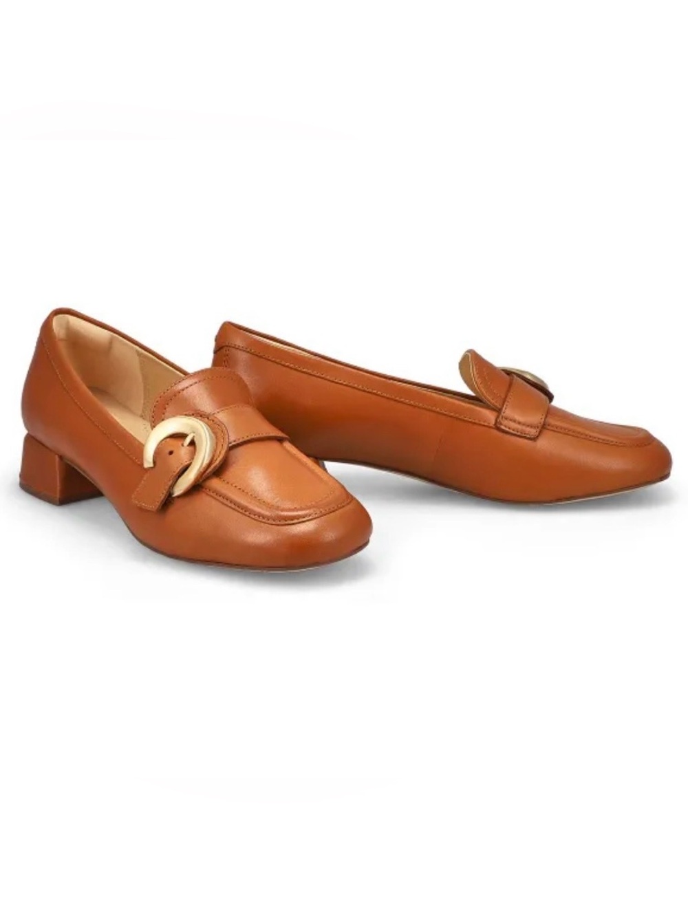 Clarks Tan Leather Buckle Loafers